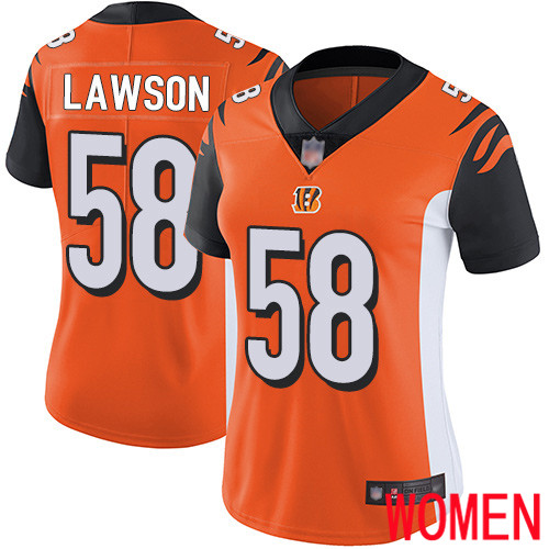 Cincinnati Bengals Limited Orange Women Carl Lawson Alternate Jersey NFL Footballl 58 Vapor Untouchable